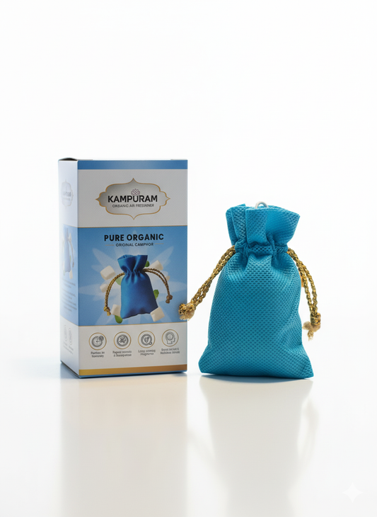 Kampuram Pure Organic Camphor Air Freshener – Herbal Pouch