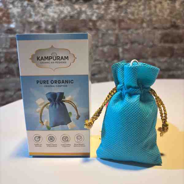 Kampuram Pure Organic Camphor Air Freshener – Herbal Pouch